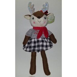 Spark Create Imagine Girl Reindeer Plush My 1st Christmas Holiday Toy Rattle TAG